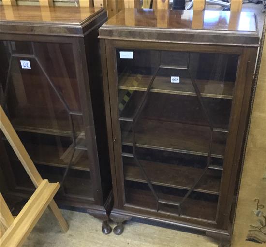 Pair glazed mahogany side cabinets